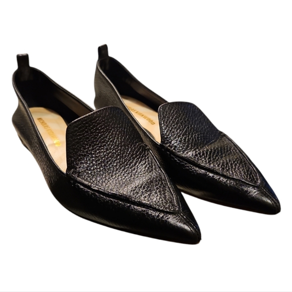 NICHOLAS KIRKWOOD | Beya Black Leather Loafers / Flats in Size EU 38 / US 7.5